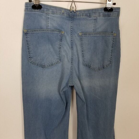 Free People We The Free Just Float On Flare Jeans Sz 27 R Blue Boho Festival - Picture 5 of 8